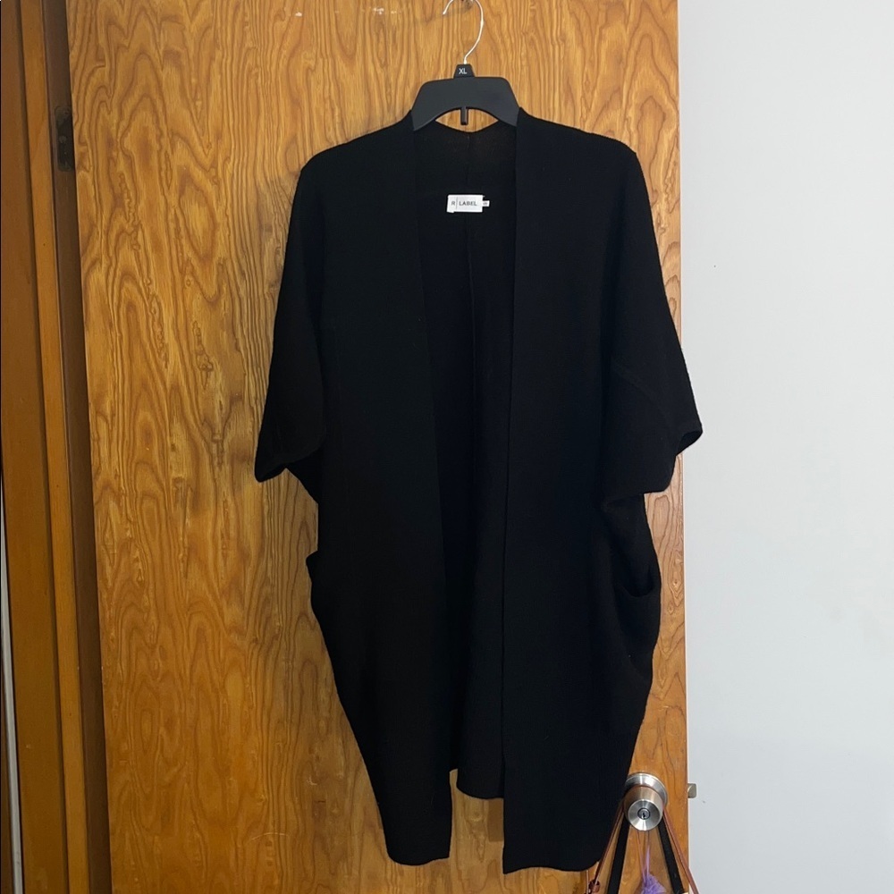 The Reset R Label Wool Dolman Sleeve Cardigan Sz L & XL Sweater Knit Black
